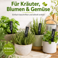 Pflanzenschilder aus Schiefer mit Kreide, 6 Stück
