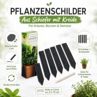 Pflanzenschilder aus Schiefer mit Kreide, 6 Stück