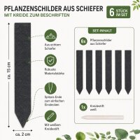 Pflanzenschilder aus Schiefer mit Kreide, 6 Stück