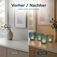 Windlichter Set 7,5cm Blau Petrol - Glas Teelichtgläser 4 teilig