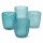 Windlichter Set 7,5cm Blau Petrol - Glas Teelichtgläser 4 teilig