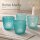 Windlichter Set 7,5cm Blau Petrol - Glas Teelichtgläser 4 teilig