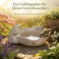 OOTB Vogeltränke aus Beton Blatt mit Vogel