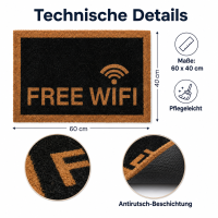 Fußmatte Free Wifi ca. 60 x 40 cm