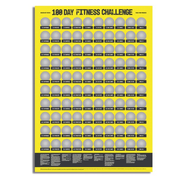 Kratz Poster 100 Tage Fitness Challenge 100 Übungen Wandposter