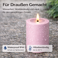 Deluxe Homeart LED Kerze Outdoor Staubiges Rosa