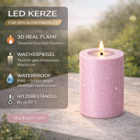 Deluxe Homeart LED Kerze Outdoor Staubiges Rosa