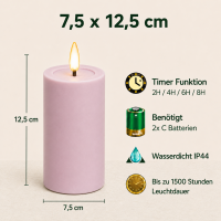 Deluxe Homeart LED Kerze Outdoor Staubiges Rosa