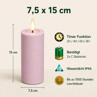 Deluxe Homeart LED Kerze Outdoor Staubiges Rosa