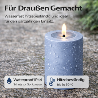 LED Kerze Outdoor Staubiges Blau