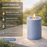 LED Kerze Outdoor Staubiges Blau