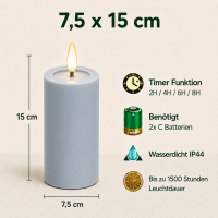 Deluxe Homeart LED Kerze Outdoor Staubiges Blau