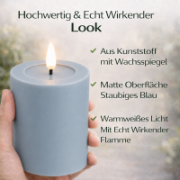 Deluxe Homeart LED Kerze Outdoor Staubiges Blau