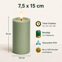 Deluxe Homeart LED Kerze Outdoor Staubiges Blau