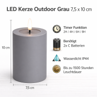 Deluxe Homeart LED Kerze Outdoor Grau