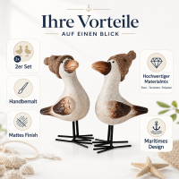 Möwe Simon 2er Set – maritime Dekofiguren mit Mütze, ca. 18 cm