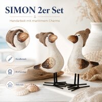 Möwe Simon 2er Set – maritime Dekofiguren mit Mütze, ca. 18 cm