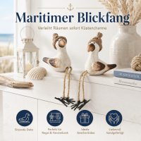 Möwe Simon Kantenhocker 2er Set – maritime Dekofiguren ca. 21 cm