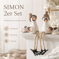 Möwe Simon Kantenhocker 2er Set – maritime Dekofiguren ca. 21 cm