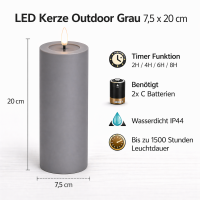 Deluxe Homeart LED Kerze Outdoor Grau