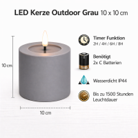 Deluxe Homeart LED Kerze Outdoor Grau