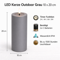 Deluxe Homeart LED Kerze Outdoor Grau