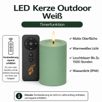 Deluxe Homeart LED Kerze Outdoor Staubiges Grün
