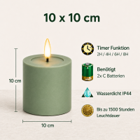 Deluxe Homeart LED Kerze Outdoor Staubiges Grün