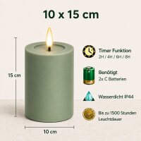 Deluxe Homeart LED Kerze Outdoor Staubiges Grün