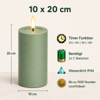 Deluxe Homeart LED Kerze Outdoor Staubiges Grün