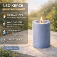 Deluxe Homeart LED Kerze Outdoor Staubiges Blau