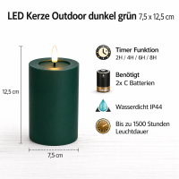 Deluxe Homeart LED Kerze Outdoor Dunkel Grün