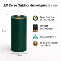 Deluxe Homeart LED Kerze Outdoor Dunkel Grün