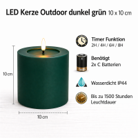 Deluxe Homeart LED Kerze Outdoor Dunkel Grün