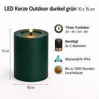 Deluxe Homeart LED Kerze Outdoor Dunkel Grün
