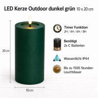 Deluxe Homeart LED Kerze Outdoor Dunkel Grün