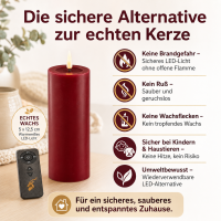 Deluxe Homeart LED Kerze mit Timerfunktion Bordeaux