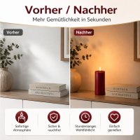 Deluxe Homeart LED Kerze mit Timerfunktion Bordeaux