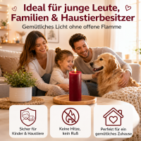 Deluxe Homeart LED Kerze mit Timerfunktion Bordeaux