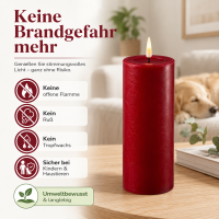 Deluxe Homeart LED Kerze mit Timerfunktion Bordeaux