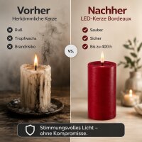 Deluxe Homeart LED Kerze mit Timerfunktion Bordeaux