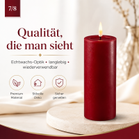 Deluxe Homeart LED Kerze mit Timerfunktion Bordeaux