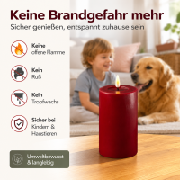 Deluxe Homeart LED Kerze mit Timerfunktion Bordeaux