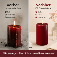 Deluxe Homeart LED Kerze mit Timerfunktion Bordeaux