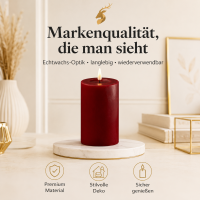 Deluxe Homeart LED Kerze mit Timerfunktion Bordeaux