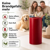 Deluxe Homeart LED Kerze mit Timerfunktion Bordeaux