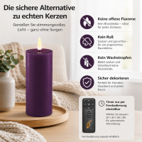 Deluxe Homeart LED Kerze mit Timerfunktion Dunkel Lila
