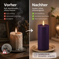 Deluxe Homeart LED Kerze mit Timerfunktion Dunkel Lila