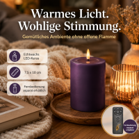 Deluxe Homeart LED Kerze mit Timerfunktion Dunkel Lila