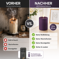 Deluxe Homeart LED Kerze mit Timerfunktion Dunkel Lila